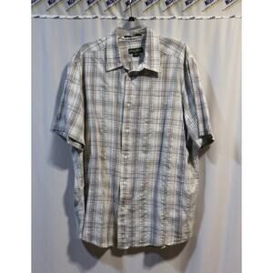 Eddie Bauer Men's White Gray Plaid Short Sleeve Shirt Size XL